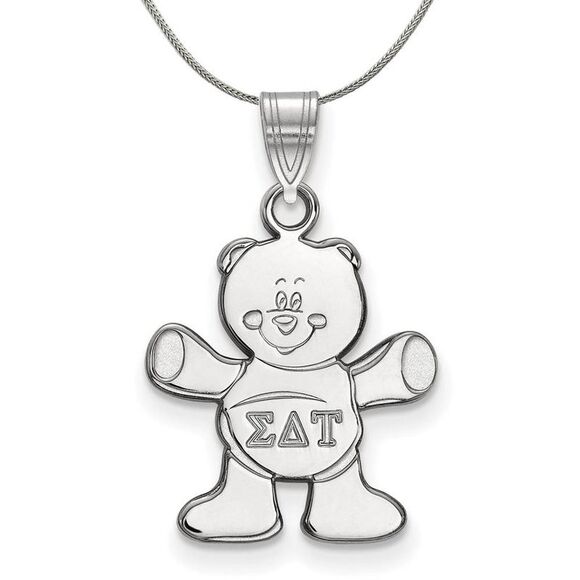 Sterling Silver Sigma Delta Tau Small Pendant Necklace - 24 Inch - Picture 1 of 8